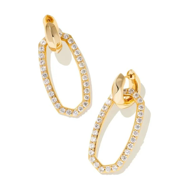 Best hoop earrings with lever-back closures for secure and easy wear-Kendra Scott | Danielle Gold Convertible Link Earrings in White Crystal