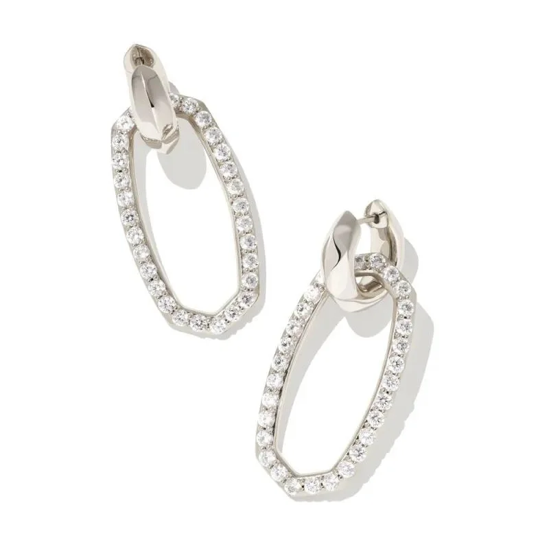 Best hoop earrings with delicate chain details for a trendy and stylish design-Kendra Scott | Danielle Silver Convertible Link Earrings in White Crystal