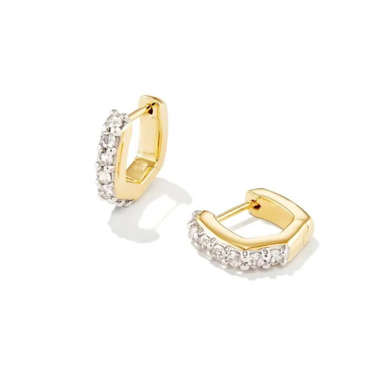 Hoop earrings with cut-out designs for a creative and lightweight effect-Kendra Scott | Davie 18k Gold Vermeil Huggie Earrings in White Topaz