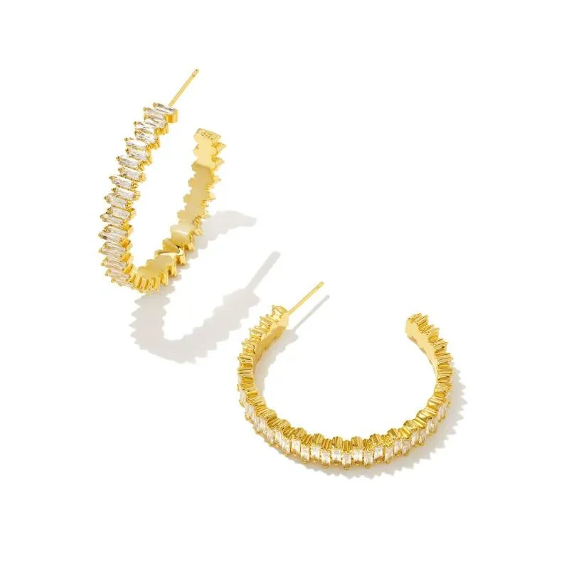 Best hoop earrings with intricate beaded details for a textured, stylish appearance-Kendra Scott | Juliette Gold Hoop Earrings in White Crystal