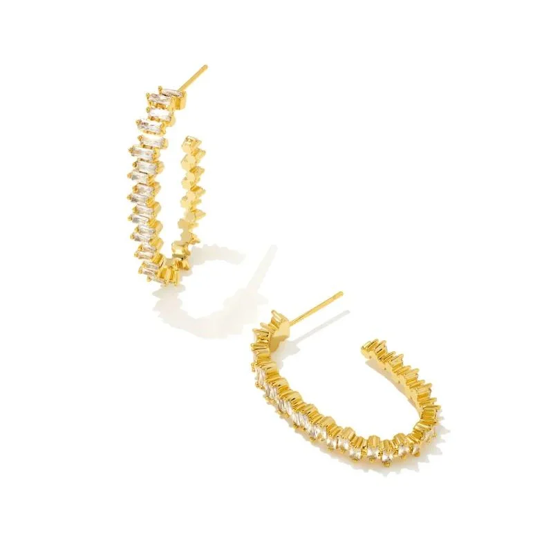 Best hoop earrings with gold for a luxurious and timeless look-Kendra Scott | Juliette Gold Oval Hoop Earrings in White Crystal