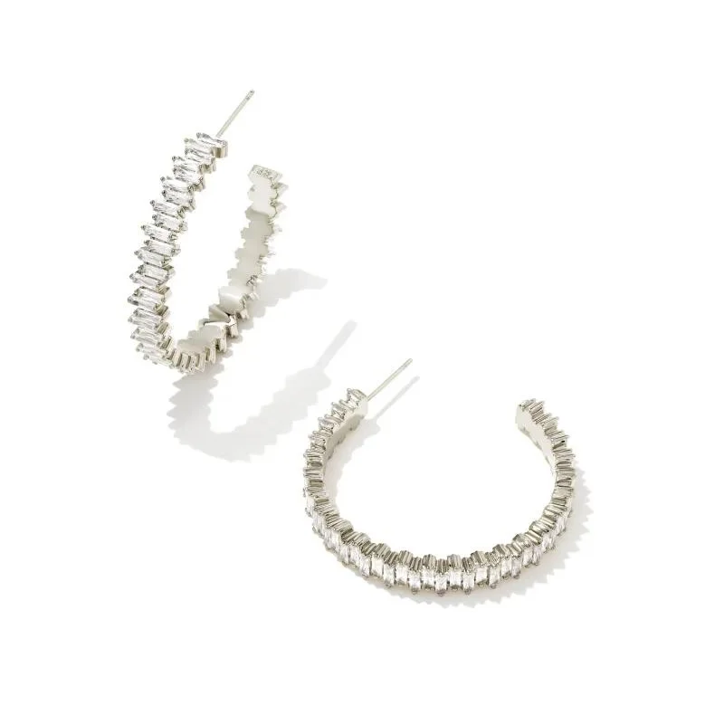 Best hoop earrings with geometric cuts for a sharp, modern appeal-Kendra Scott | Juliette Silver Hoop Earrings in White Crystal