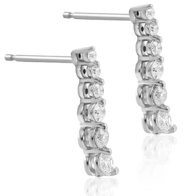 Hoop earrings with spiral designs for a dynamic and fluid look-Ladies 1/2ct Diamond Journey Earrings White Gold