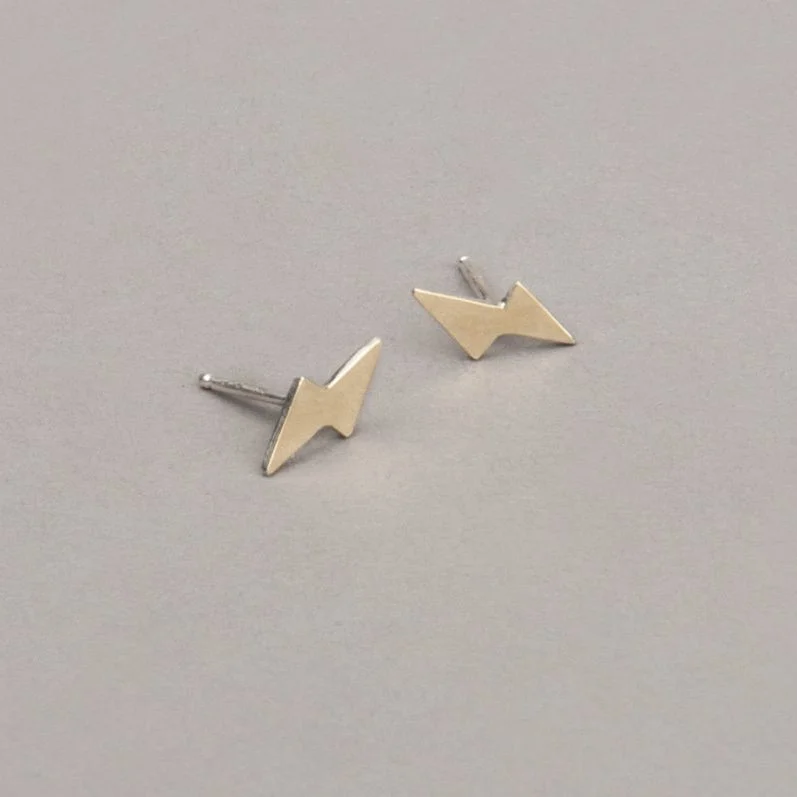 Hoop earrings with a chunky design for a bold and trendy statement-LIGHTNING BOLT STUD