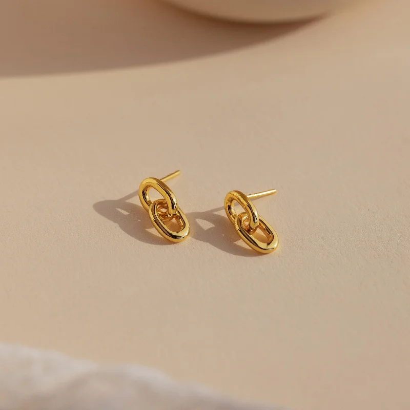 Hoop earrings with floral motifs for a feminine and nature-inspired look-Link Drop Studs