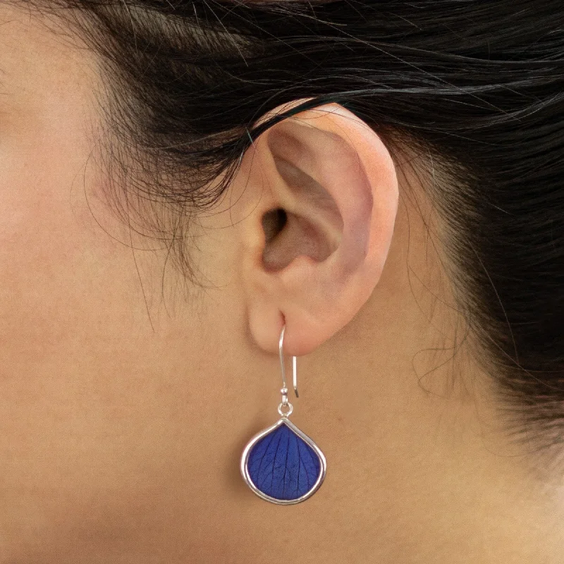 Best hoop earrings with stacked layers for a dimensional and bold look-Novica Handmade Blue Leaf Drops Natural Leaf Dangle Earrings