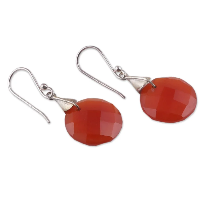 Best hoop earrings with detachable studs for a versatile and adjustable accessory-Novica Handmade Courageous Dazzle Carnelian Dangle Earrings