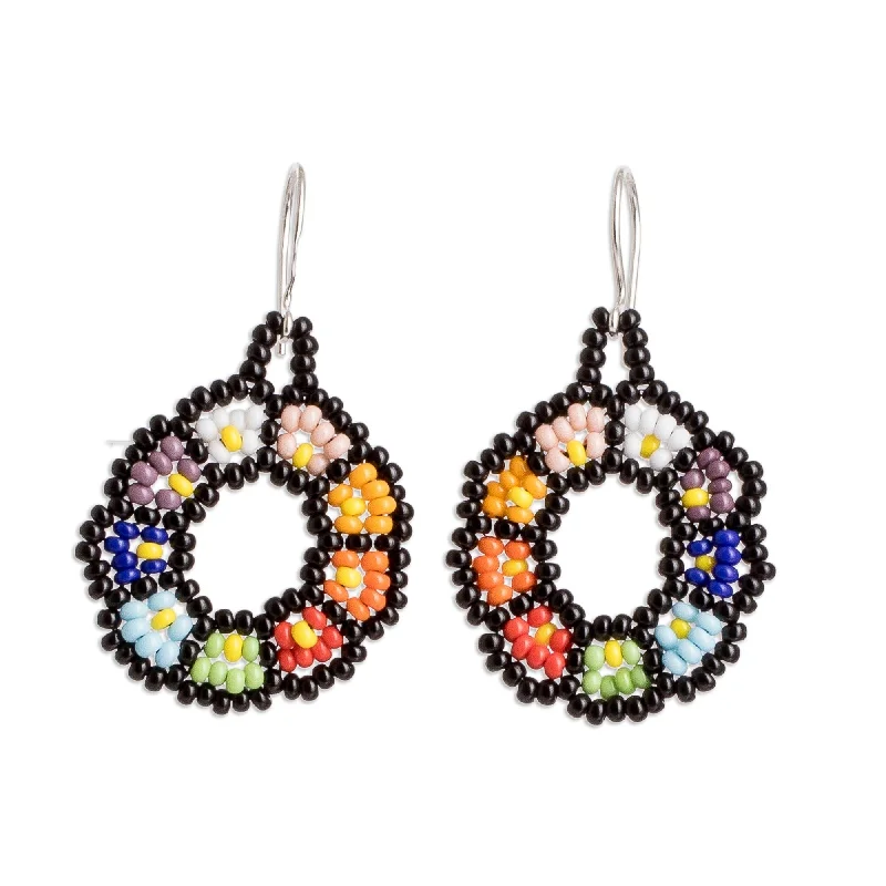 Hoop earrings with textured finishes for a vintage and classic style-Novica Handmade Floral Dream Beaded Dangle Earrings