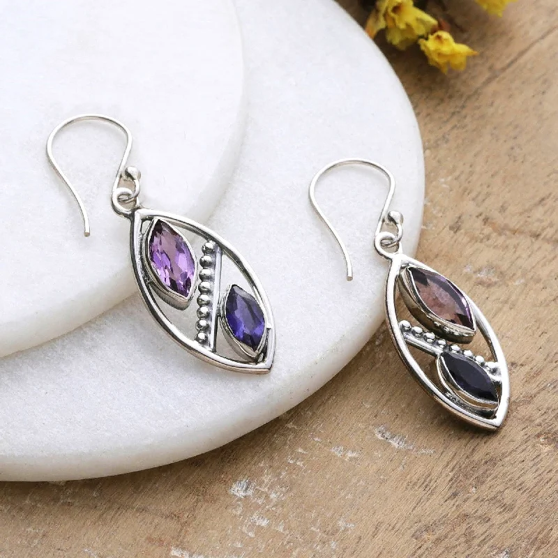 Best hoop earrings with butterfly motifs for a playful and whimsical appearance-Novica Handmade Marquises Dream Amethyst And Iolite Dangle Earrings