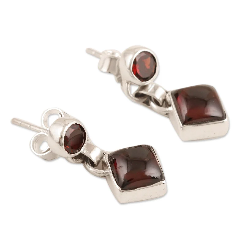 Hoop earrings with hammered copper for a warm and rustic aesthetic-Novica Handmade Precious Red Garnet Dangle Earrings