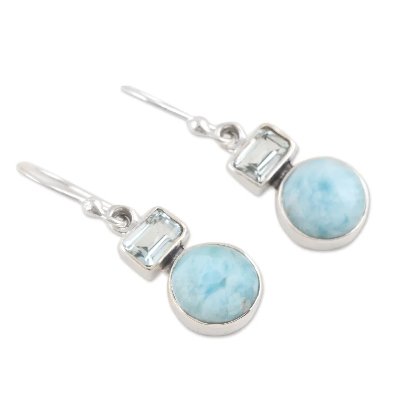 Best hoop earrings with hammered gold for a rustic yet elegant look-Novica Handmade Serene Alliance Blue Topaz And Larimar Dangle Earrings