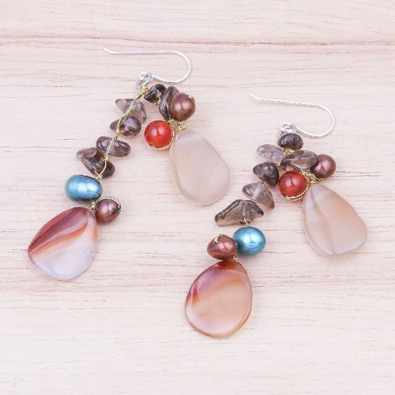 Small hoop earrings for a delicate and understated everyday wear-Novica Handmade Summers End Multi-Gemstone Dangle Earrings