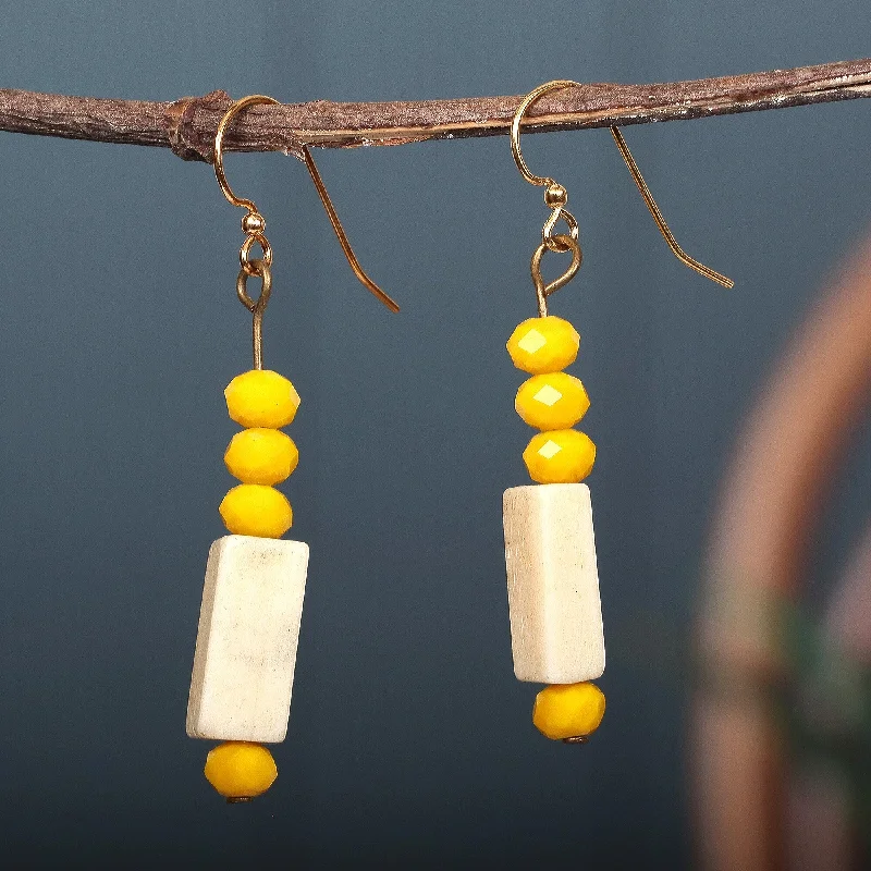 Best hoop earrings with geometric cuts for a sharp, modern appeal-Novica Handmade Sunny Dziedzorm Recycled Glass Beaded Dangle Earrings