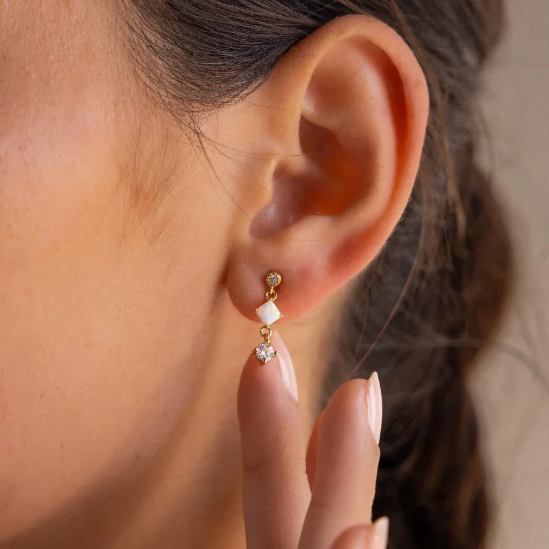 Best hoop earrings with detachable studs for a versatile and adjustable accessory-Opal & Diamond Drop Studs