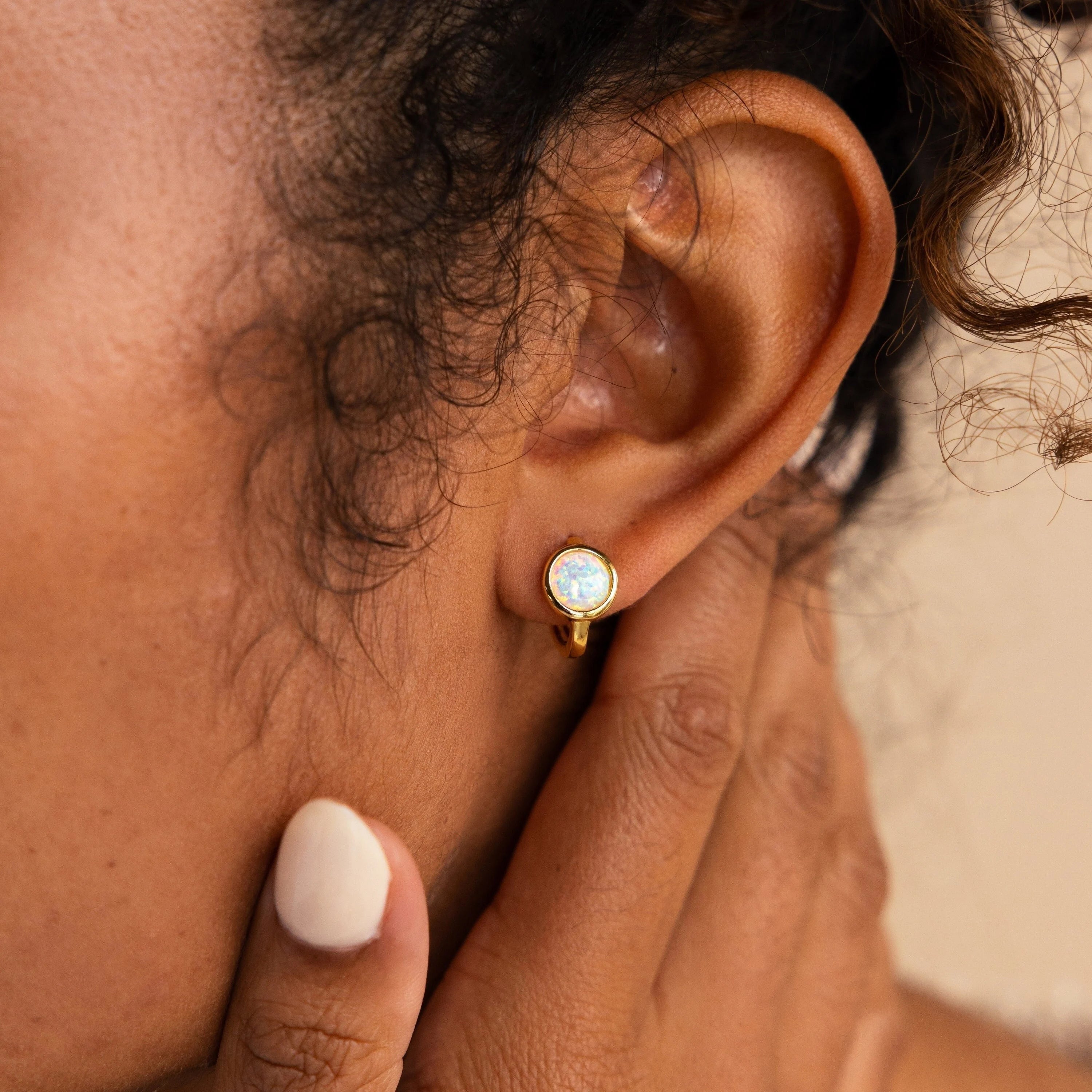 Hoop earrings with heart-shaped frames for a romantic and feminine look-Opal Signet Huggies