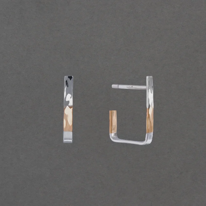 Hoop earrings with a matte finish for a sleek and sophisticated appearance-QUICK, SLOW TWO TONE SMALL RECTANGULAR HOOP