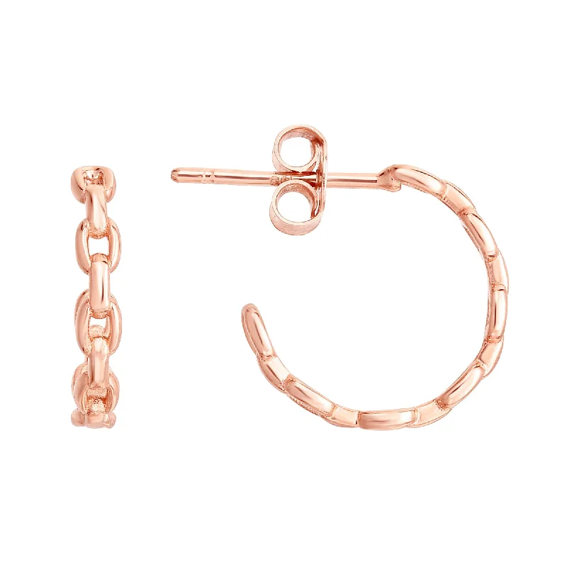 Hoop earrings with floral motifs for a feminine and nature-inspired look-Rose Gold Oval Link C-Hoop Earrings