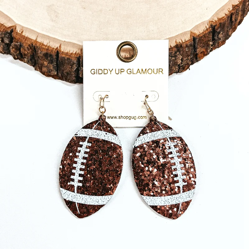 Hoop earrings with circle designs for a classic and timeless shape-Brisk Evening Sequin Football Earrings in Brown and White