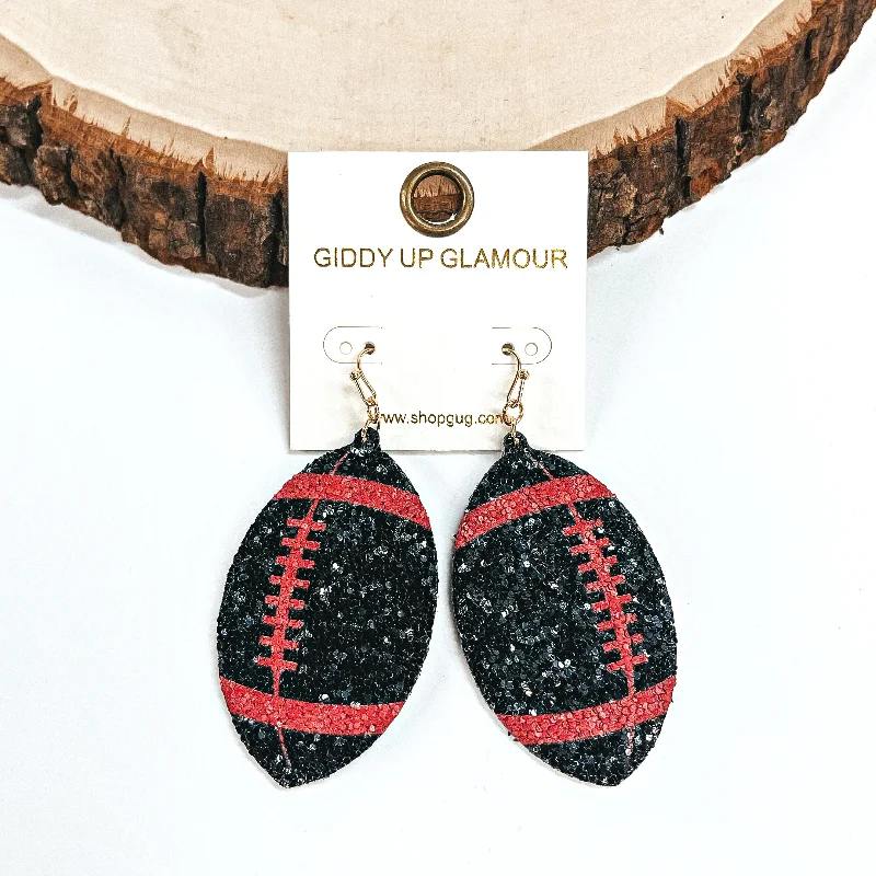 Best hoop earrings with sparkling cubic zirconia for a brilliant, budget-friendly effect-Brisk Evening Sequin Football Earrings in Black and Red