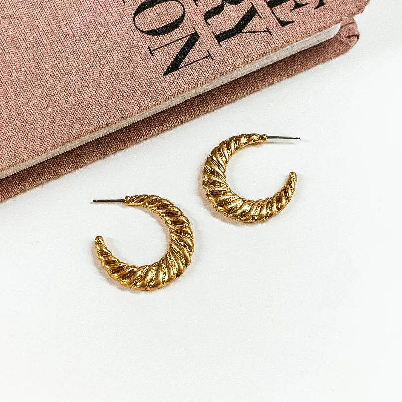 Twist of Fate Twisted Hoop Earrings in Gold Tone