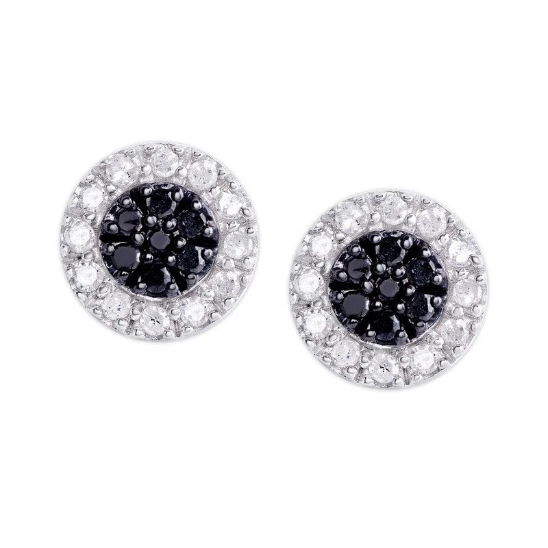 Hoop earrings with circle designs for a classic and timeless shape-Victoria Townsend .925 Sterling Silver 1/3 ct Black and White Diamond Square Stud Earring