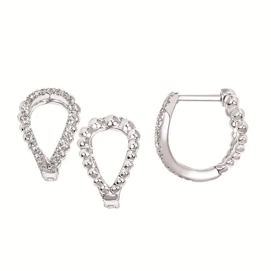 Best hoop earrings with custom engravings for a personalized and meaningful gift-White Gold Reversible C- Hoop Earrings