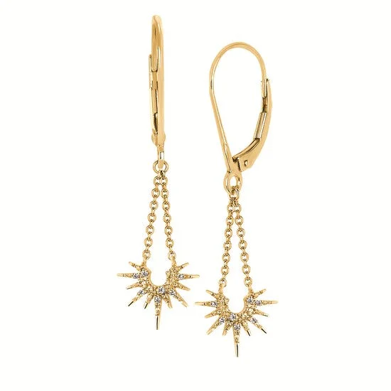 Hoop earrings with dangling charms for a playful and fun look-Yellow Gold Diamond Dangle Earrings