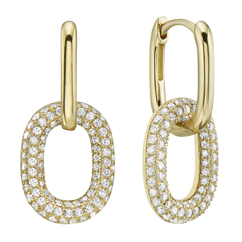 Hoop earrings with intricate designs for a unique and artistic appearance-Yellow Gold Diamond Link Earrings