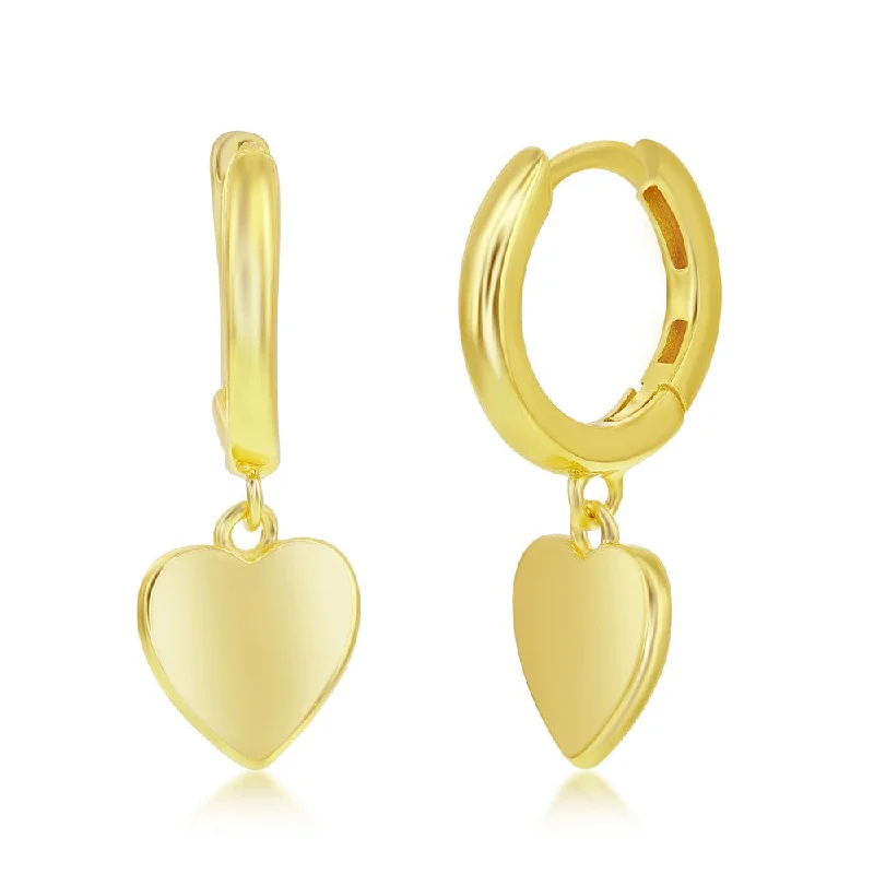 Best hoop earrings with gold-plated finishes for an affordable luxury vibe-Yellow Heart Charm Huggie Earrings