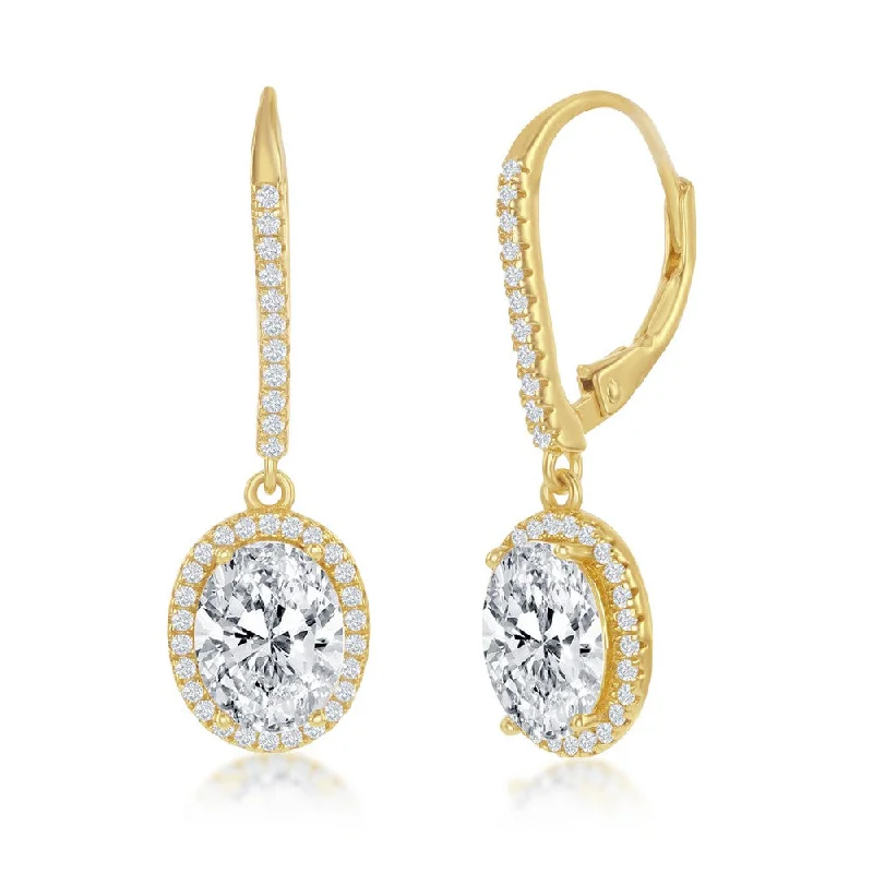 Best hoop earrings with floral designs for a feminine and delicate look-Yellow Oval Halo Dangle Earrings