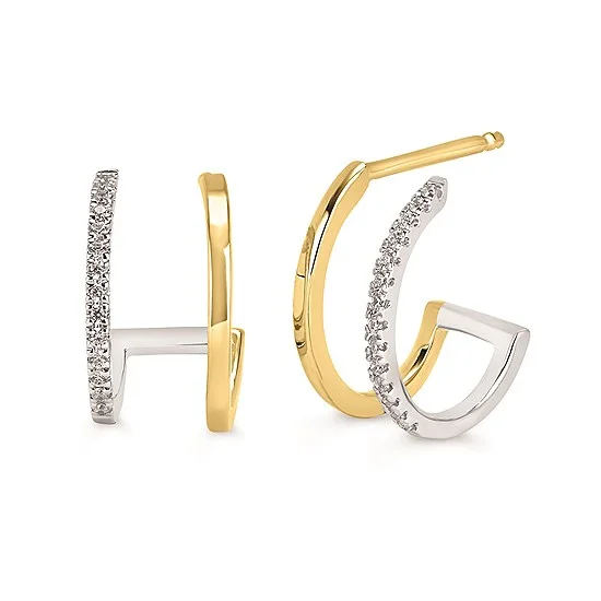 Hoop earrings with crescent moon shapes for a celestial and mystical appearance-Yellow/White Gold Huggie Hoop Earrings