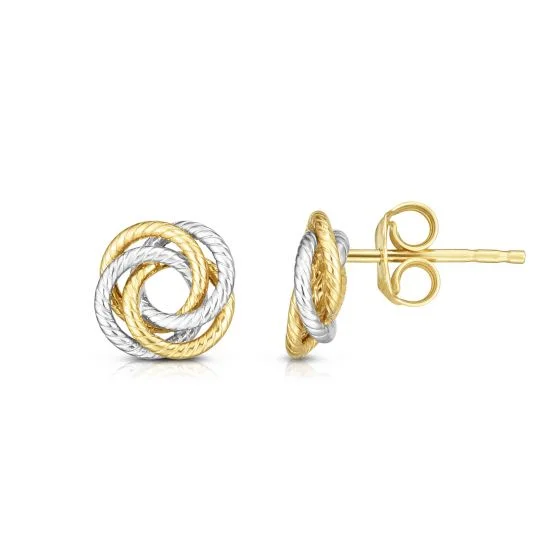 Best hoop earrings with marbled designs for a trendy and artistic effect-Yellow-White Gold Love Knot Earrings