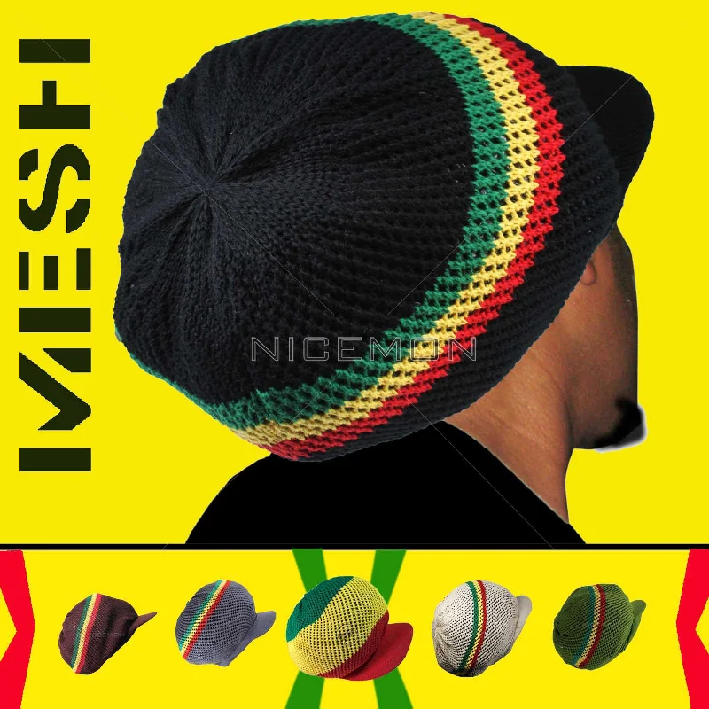 Beautiful necklaces and pendants with layered chains for a fashionable, chic look-Fishnet Mesh Nattydread Rasta Cap Hat Roots Reggae Rockers Africa Jamaica L/XL