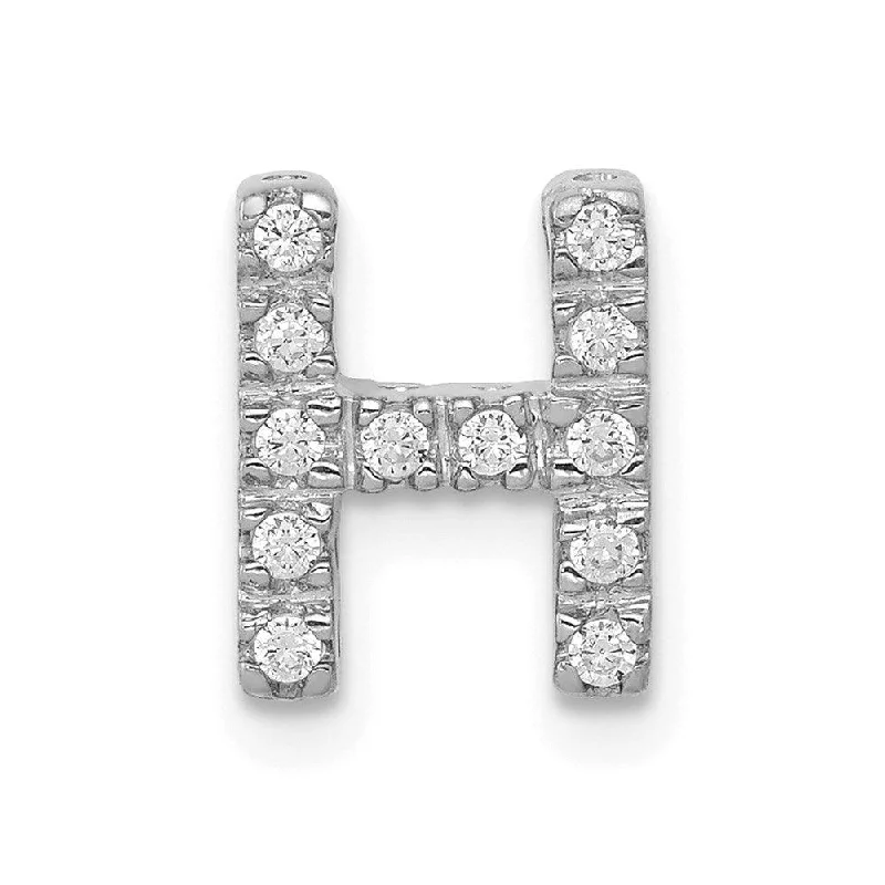 Necklaces and pendants with sun and moon motifs for a celestial-inspired design-14k White Gold Diamond Initial H Charm