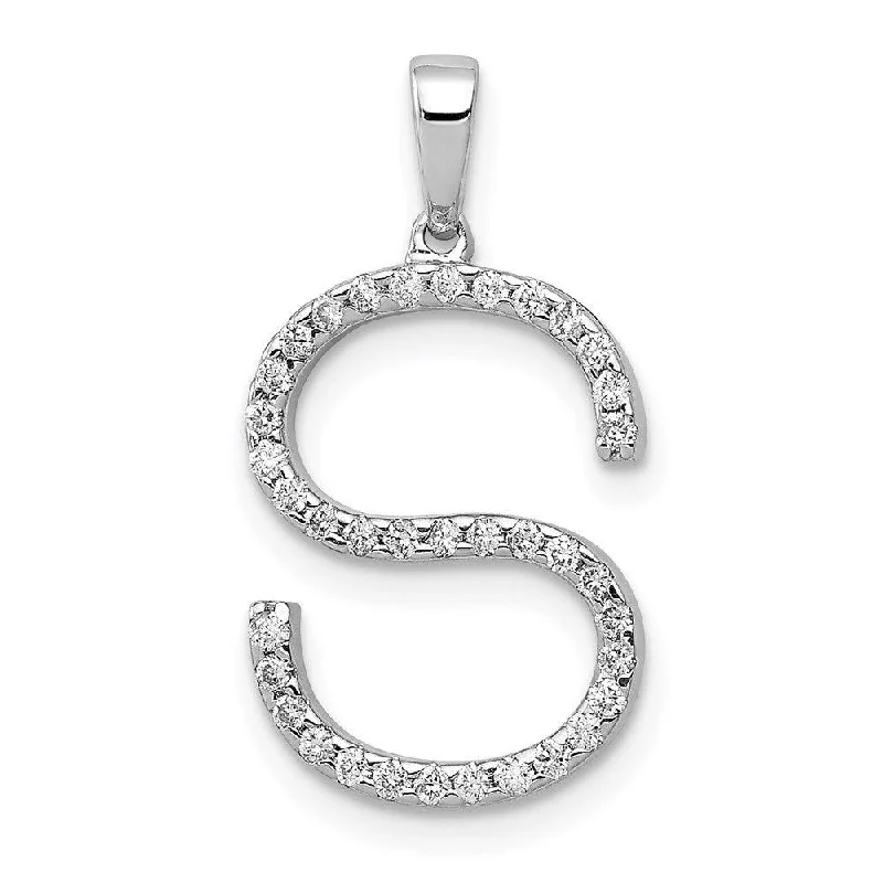 Necklaces and pendants with lotus flower designs for a spiritual, peaceful vibe-14k White Gold Diamond Initial S Pendant