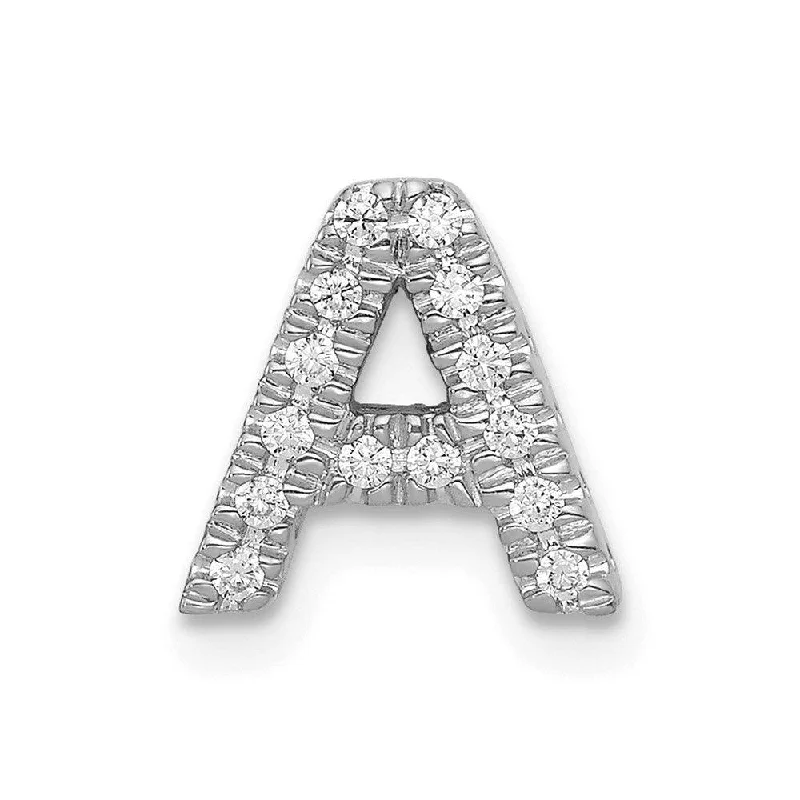 Beautiful necklaces and pendants with diamond halo settings for extra brilliance-14kWhite Gold Diamond Initial A Charm