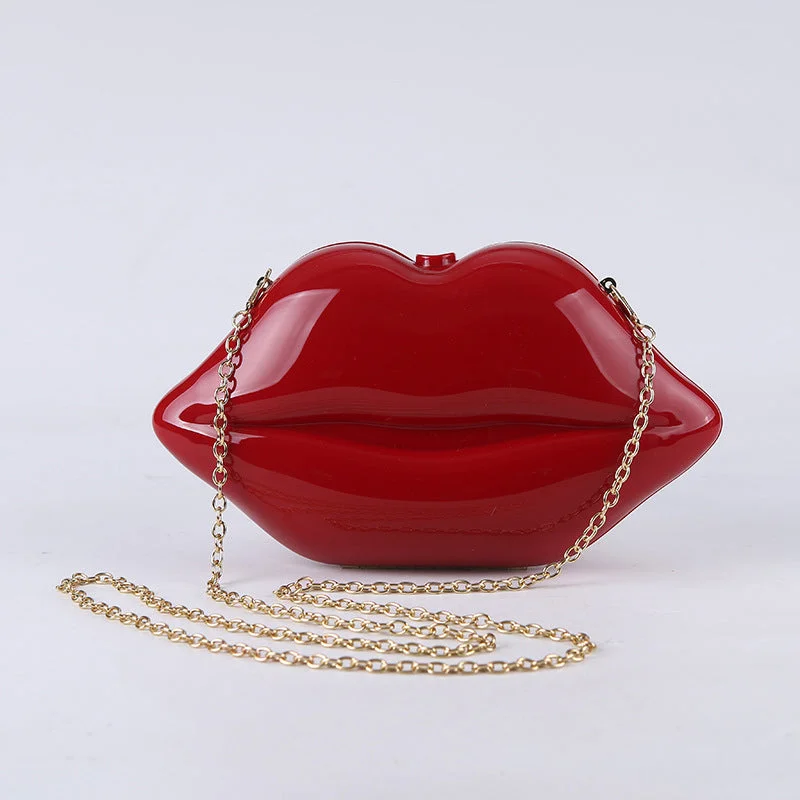 Best necklaces and pendants with silver chains for a sleek, timeless look-Acrylic Red Lips dinner bag 651077833983