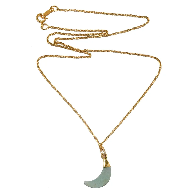 Best necklaces and pendants with intricate filigree for vintage-inspired elegance-Aquamarine Necklace Blue Moon Gem 24-Karat Gold