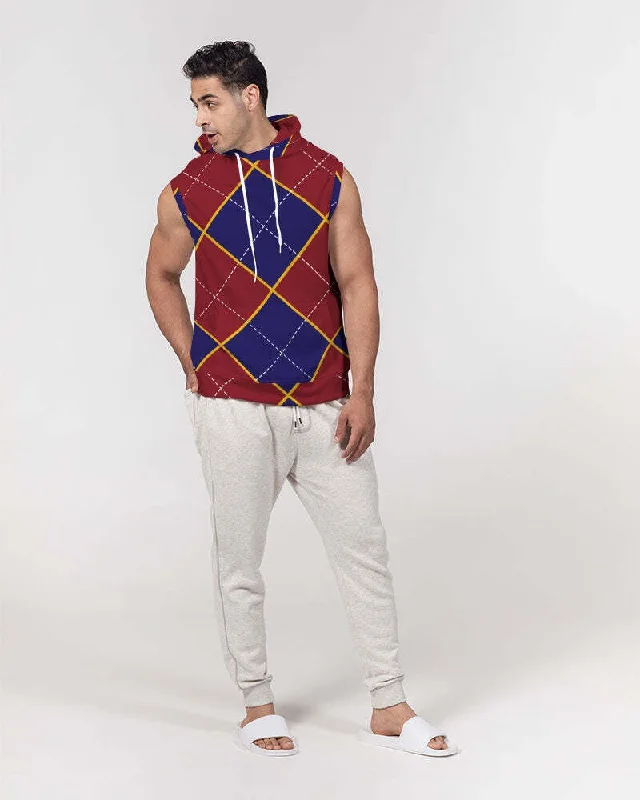 Best necklaces and pendants with emerald gemstones for a rich, sophisticated design-Uniquely You Mens Hoodie - Sleeveless Top / Red and Blue Argyle - S2101M0