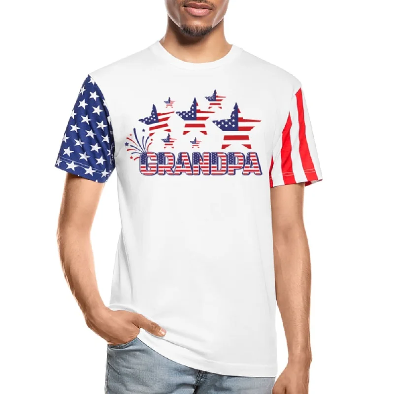 Best necklaces and pendants with sterling silver for an affordable yet stylish choice-Uniquely You Stars and Stripes T-Shirt / American Flag Shirt / 4th of July Grandpa Tee - 26281