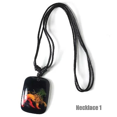 Elegant necklaces and pendants with infinity symbols for timeless designs-Black Cord Necklace Reggae Vibes Dog Tag Selassie Rasta Necklace Pendant 1SZ FIT