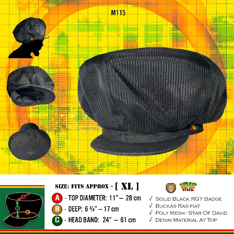 Best necklaces and pendants with black diamonds for an edgy, bold statement-Black Rasta Mesh Cap Hat Reggae Rastafari Dubwise Jamaica Negus Marley XL 61 cm