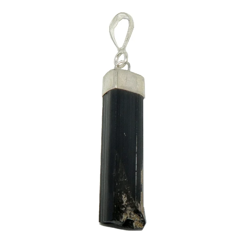 Simple necklaces and pendants with tiny charms for a delicate and casual vibe-Black Tourmaline Pendant Raw Power Sterling Silver