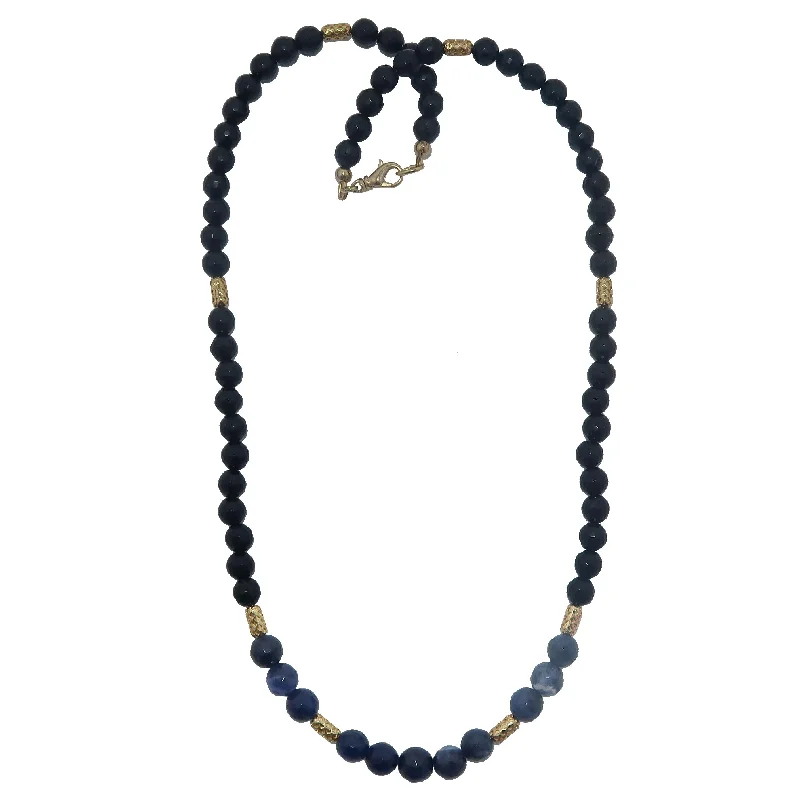 Necklaces and pendants with star-shaped designs for a whimsical, celestial touch-Black Tourmaline Necklace Sodalite Flair of Gold