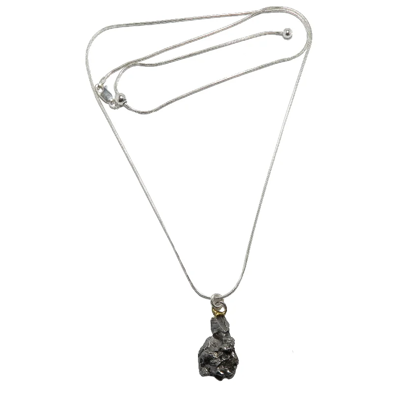 Trendy necklaces and pendants with statement pieces for a bold fashion statement-Campo Del Cielo Meteorite Necklace Sterling Silver