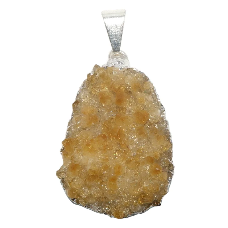 Unique necklaces and pendants with tree of life motifs for nature-inspired elegance-Citrine Pendant Rich Honey Money Cluster Silver