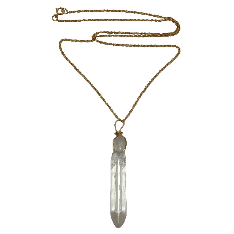 Best necklaces and pendants with rose gold for a warm and romantic appeal-Clear Quartz Necklace Raw Crystal Point