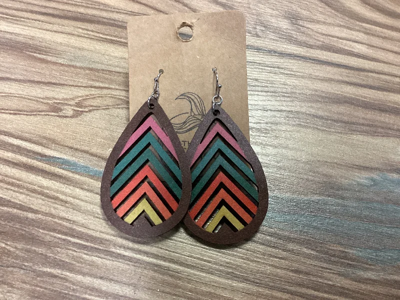 Best necklaces and pendants with cubic zirconia for a budget-friendly dazzling effect-Colorful Wooden Teardrop Dangle