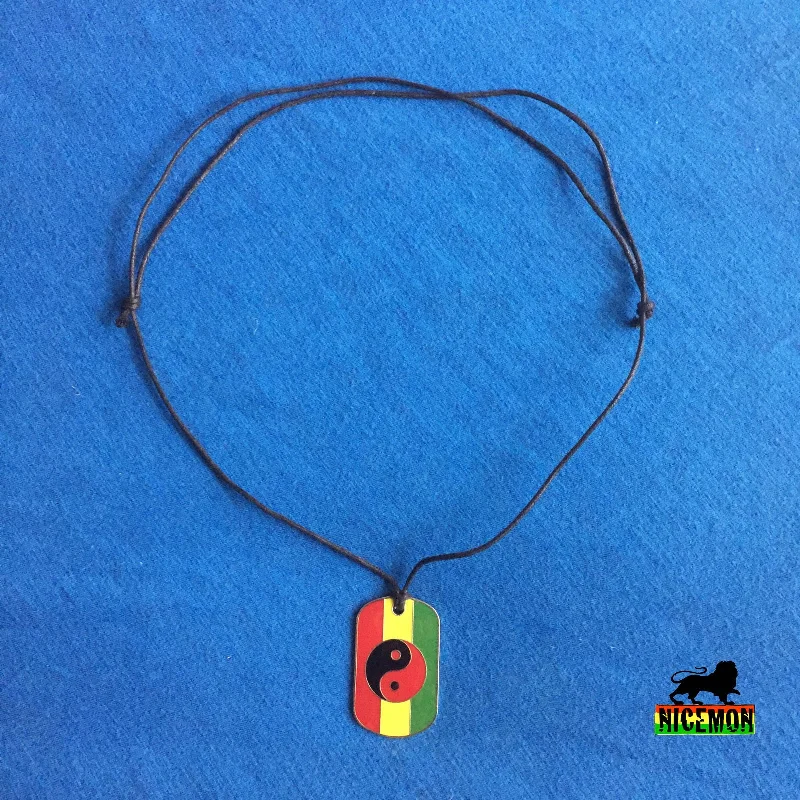 Best necklaces and pendants with crystal accents for a sparkling and elegant style-Dog Tag Rasta Ying Yang Necklace Pendent Jah Love Rasta Jamaica Reggae 1 SZ FIT