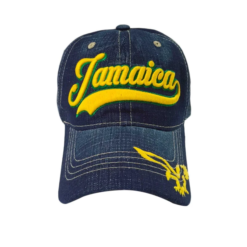 Elegant necklaces and pendants with diamond accents for added sparkle-Jamaica Blue Jeans Ball Baseball Cap Hat One Love Kingston Usain Marley 1 SZ FIT